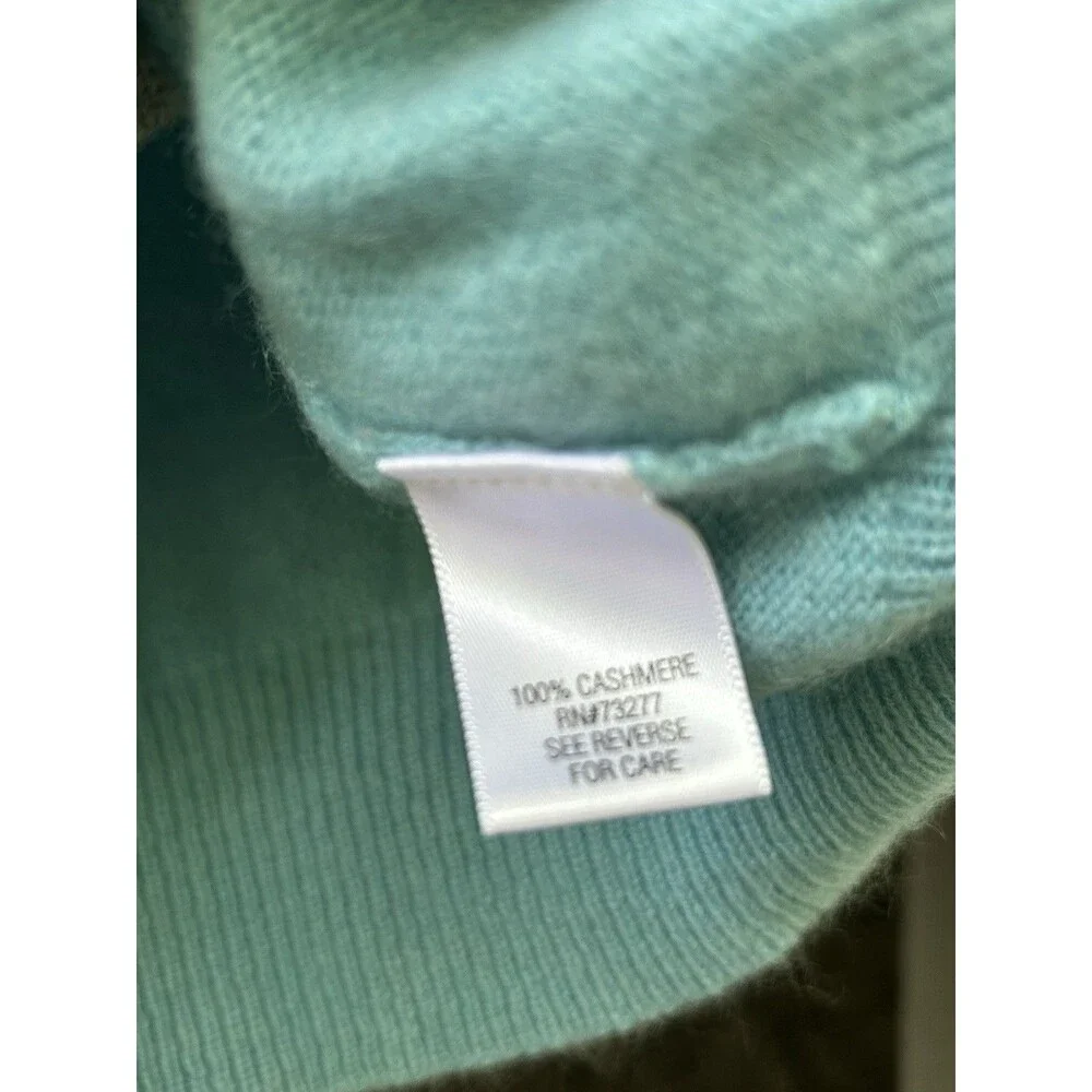 Apt. 9 100% Cashmere Turtleneck Sweater Argyle Size Medium Blue Grey Preppy Knit